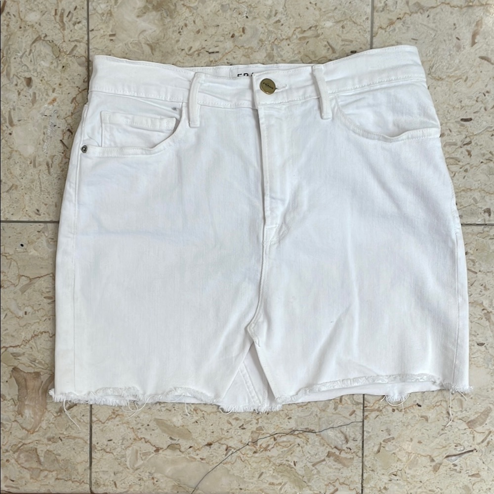 Frame White Denim Skirt